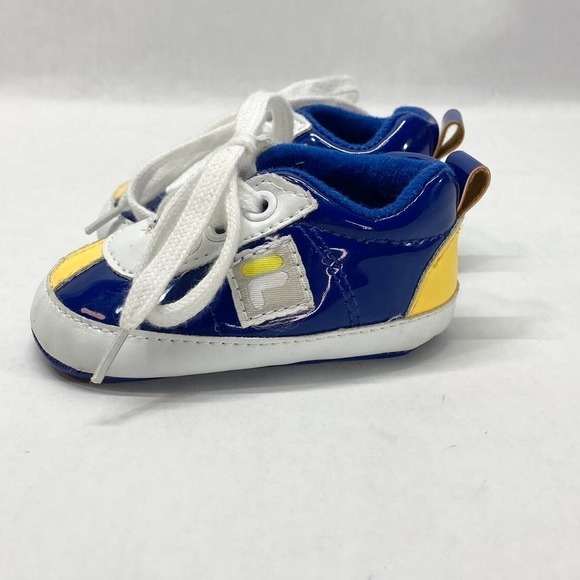Fila Baby Comfy Fit Crib Shoes Size 0-6 mos Blue Yellow White Lace Up Sneakers - Picture 4 of 12